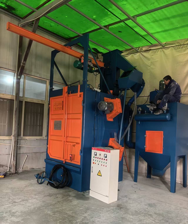 上海大型汽车厂喷塑挂具专用抛丸机现场交付